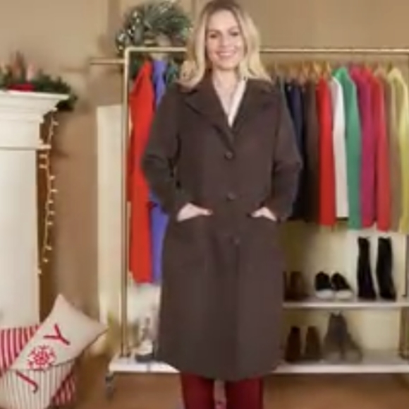 NEW Candace Cameron Bure Java Chocolate Tailored Faux Wool Long Coat 4X PLUS - Picture 9 of 15